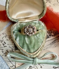 Antique Georgian 14k Sterling Diamond Ring - wide band