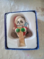 Hand Painted Panda Santa Stocking Hanger Christmas Morning