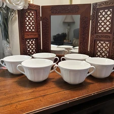 Set Of 6 Vintage Lenox “White Sands” 7883 Cream Soup Bowls Cups Handles 9 1/4 Oz