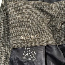 Jos A Bank Silk Wool Blazer 42R Green Herringbone Sport Coat Tag 41 