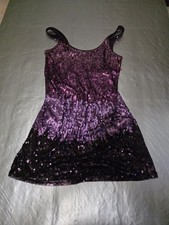 Express Women’s XS Purple/Black Colorblock Sequin Mini Scoop Neck Party Dress