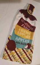Crochet Top 17" Hanging Kitchen Dish Towel Fall. Thick towel dark red top