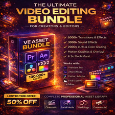 Video Editing Bundle  Transitions, LUTs, Overlays, Titles  Sound Effects