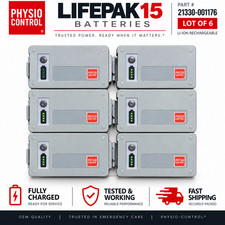  Lot of 6 Physio Control Lifepak 15 Batteries 21330-001176 FULLY CHARGED