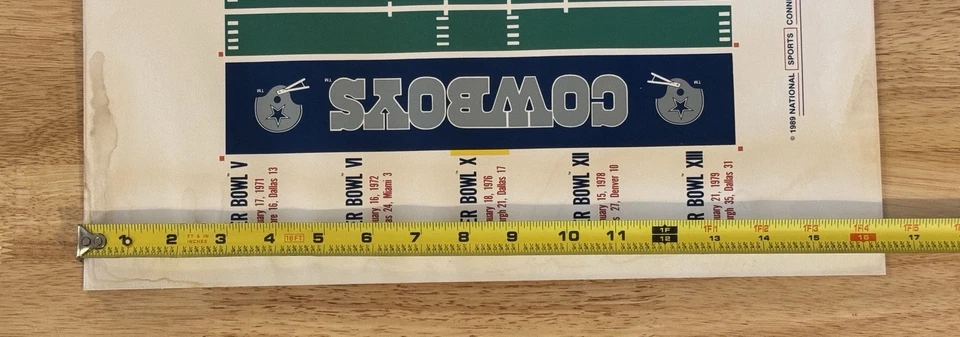 Litografía de fútbol americano NFL Tom Landry firmada automáticamente por Dallas Cowboys 30" por 16,5" 1989 Foto 4 de 4