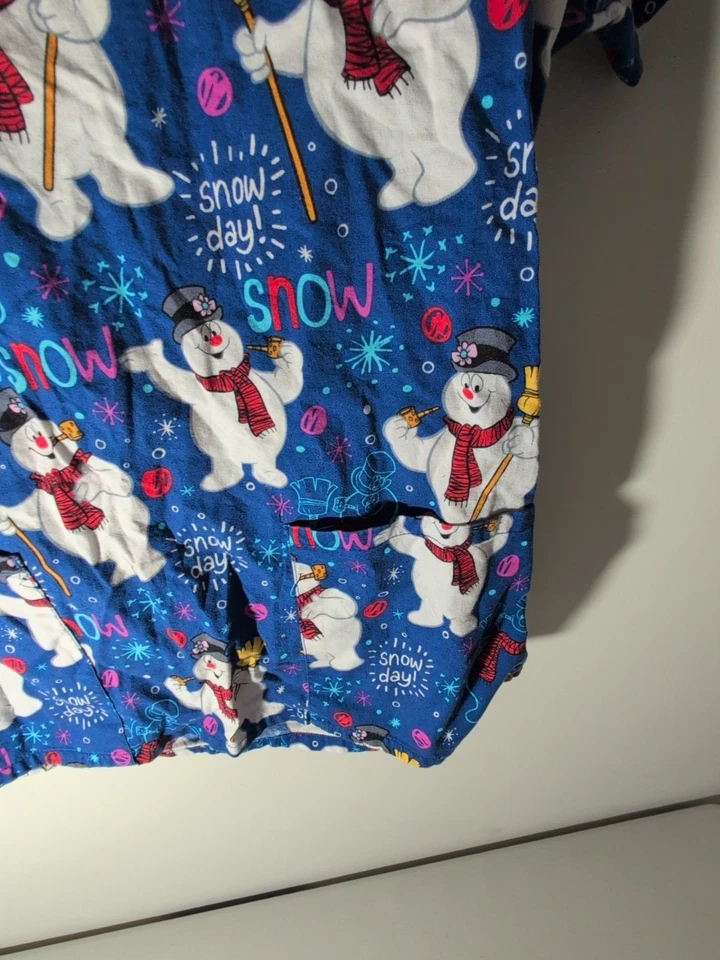 Frosty The Snow Man Scrub Top Women's Size Extra Small - Image 3 of 4