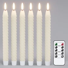Flameless Taper Candles Flickering with Remote Timer, LED Taper Candles Battery 