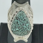 VINTAGE MEN'S TURQUOISE COWBOY STERLING SILVER 925 RING SIZE 10.5