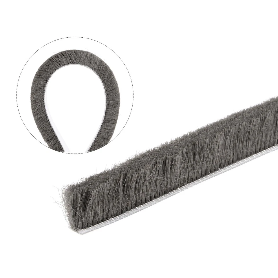 Brush Weather Strip Adhesive Felt Door Seal Strip 197Inch L X 0.6 Inch Gray - Image 4 of 4