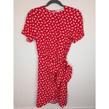 & Other Stories Dress Floral Faux Wrap Knot Cottagecore Coquette Red Size 0