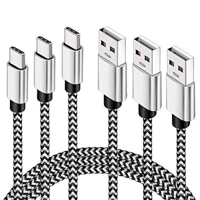 9x USB C Kabel 2.4A Schnellladen | Nylon Ladekabel Typ-C für Samsung Huawei