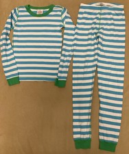Hanna Andersson Pajama Set 150 Boys Organic Cotton Turquoise Stripe