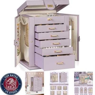 Luxury 6-Tier Jewelry Organizer with 5 Drawers & Velvet Lining - Perfect Gift