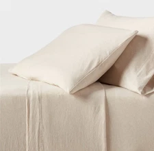 🕋 THRESHOLD FULL Cotton Jersey Sheet Set Heather Oatmeal 🆕