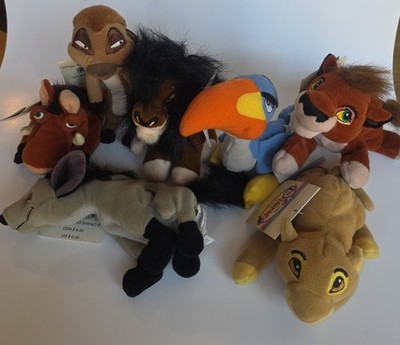Vtg Lot of NWT Disney Store Lion King Mini Bean Bag Plush  Kovu Zazu Scar Shenzi
