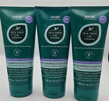 Lot of 3 Hask TEA TREE OIL & ROSEMARY Pre-Shampoo Scalp Scrub for All Hair Types