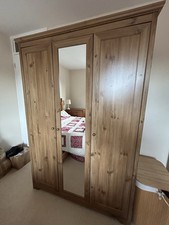 IKEA ASPELUND Wardrobe - 3 Door with Center Mirror - Wood Grain Finish