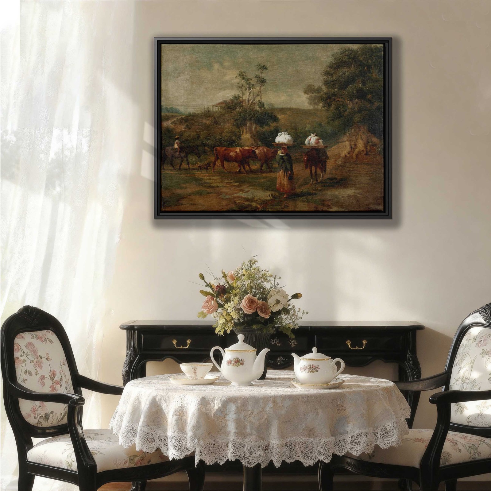 Rural Countryside Animal Cow Canvas Print Vintage Wall Art Decor Rustic Artwork