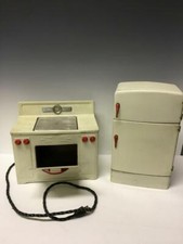 Vintage 50s Little Chef Play Kitchen Stove  Refrigerator Fridge Toy Metal MCM