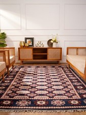 Hand-Knotted Afghan Wool & Silk Oriental Rug Black
