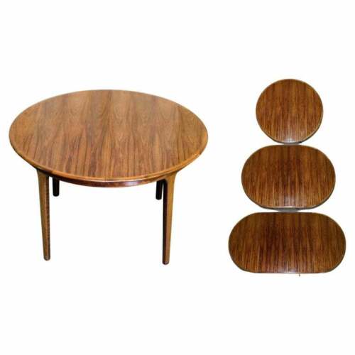 C J ROSENGAARD DANISH ROSEWOOD MID CENTURY MODERN EXTENDING DINING TABLE 6-10 - Picture 1 of 12