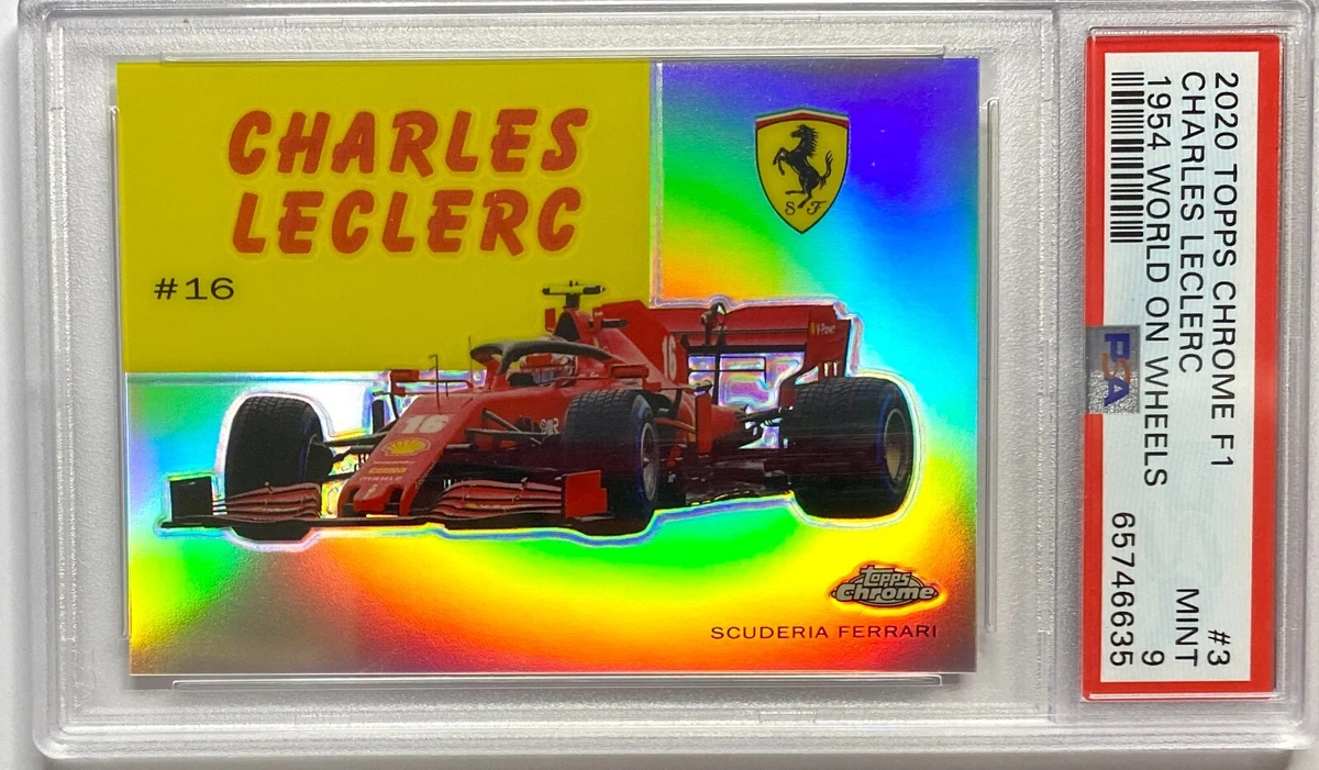 🏁2020 Topps Chrome Formula 1 CHARLES LECLERC 1954 World On Wheels #3 PSA 9🇲🇨
