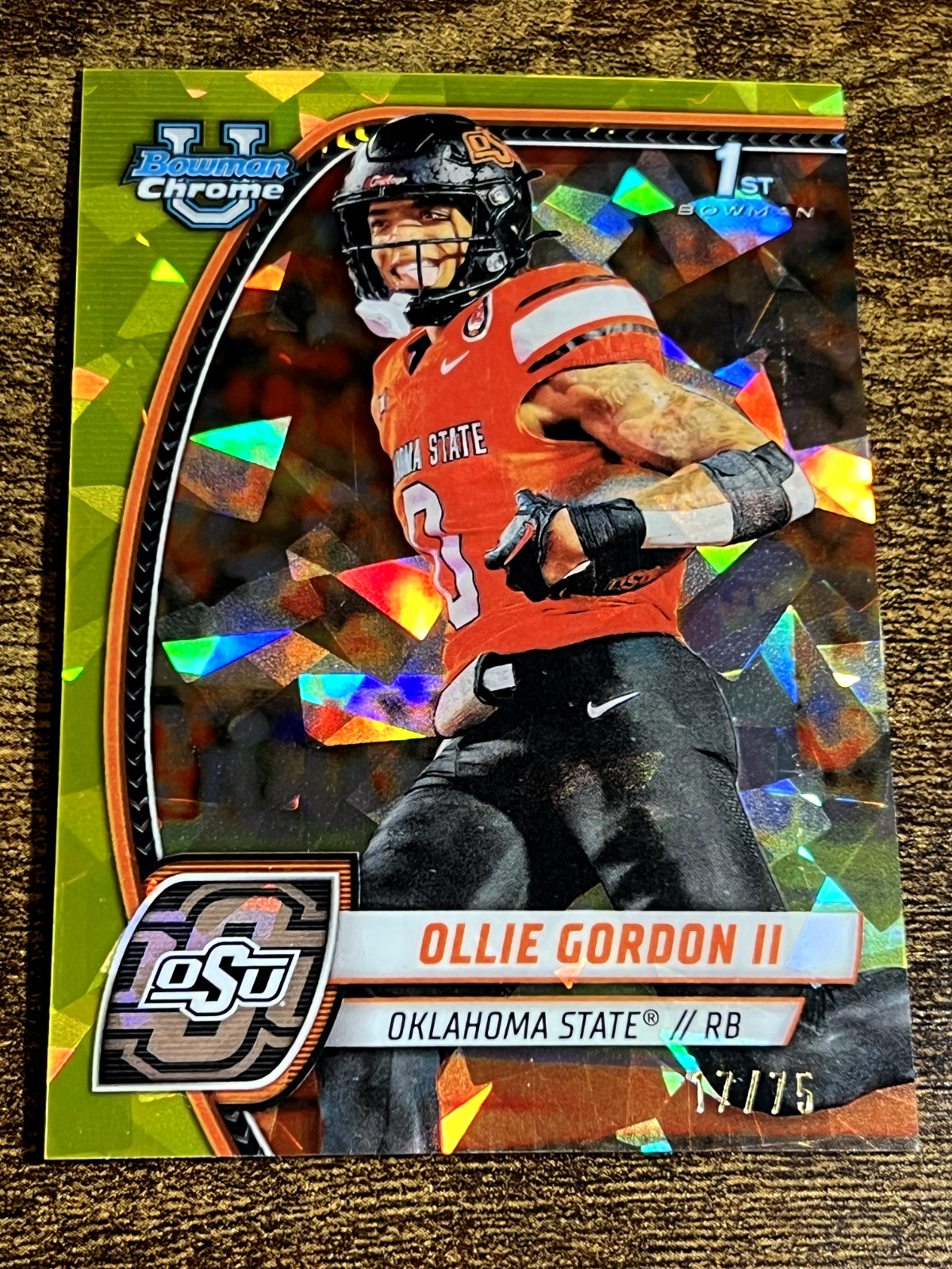 2024 Bowman Chrome University Sapphire Ollie Gordon II #197 1st Yellow /75