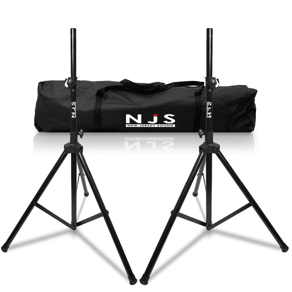 NJS Twin Speaker Stand 35mm Mount Set including Transport Storage Case 40Kg Load