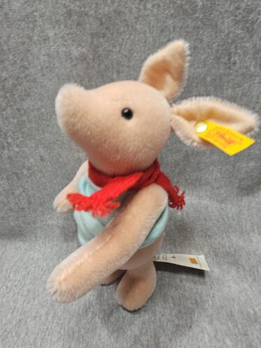 STEIFF Mohair 667367 Winnie the Pooh PIGLET Knopf Im Ohr Rare 8" - Picture 2 of 16