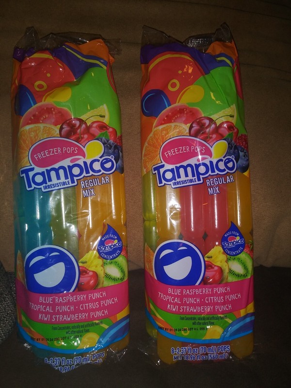 (2) Pks. Tampico Freezer Pops Regular Mix 8 Pks Per. 16 Total! 08/2026