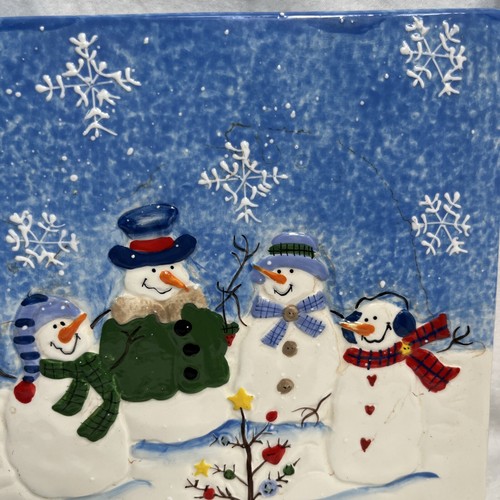4- St. Nicholas Square Button Up Snowman Family Trivet/Hot Plate 7"×7" - Picture 5 of 12