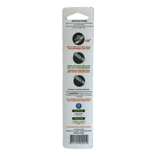 Safety Drill Bits HSS For Wood or Metal - Imperial, Positive Drive, Spinifhex - Picture 13 of 24