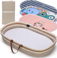 Baby Changing Swaddle Basket Organic Fiber Boy 3 Waterproof Mats