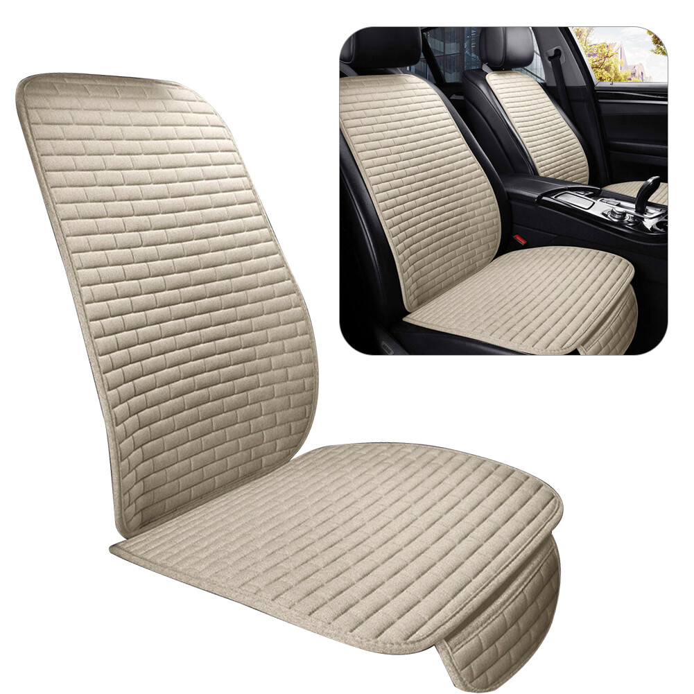 Beige Front Seat Cushion Cover Protector Mat Anti-Slip Universal