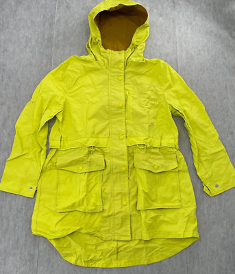 J.Crew Jacket Womens Small Lime Green Perfect Raincoat Full Zip Hooded Ladies SP