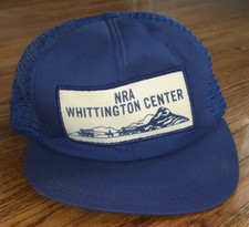 VTG NRA WHITTINGTON CENTER Shooting Trucker 1980s USA MADE Hat Cap Snapback MESH