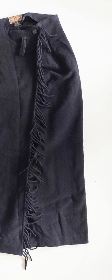 Falda manta de lana con flecos negros Express Nº 4 talla 9/10 vintage Foto 3 de 4
