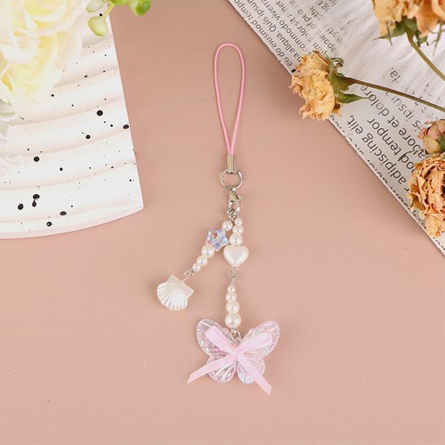 Peach Bowknot Phone Chain Shell Heart Earphone Case Pendant Lanyard Bag Decor - 第 14/16 張圖片