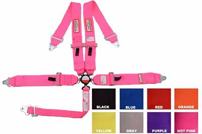 SFI 16.1 RACING HARNESS 5 PT ROLL BAR MOUNT 3'' CAM LOCK PINK QUICK RELEASE BELT