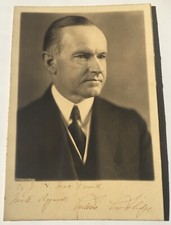 Calvin Coolidge - Signed & Inscribed Photo  Harris & Ewing Photo JSA Authentic 