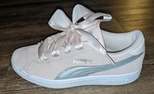 Puma girls pink suede with ribbon laces size 5 C