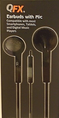 QFX H-104 Earbuds With In-Line Microphone Earphones Headphones Black 