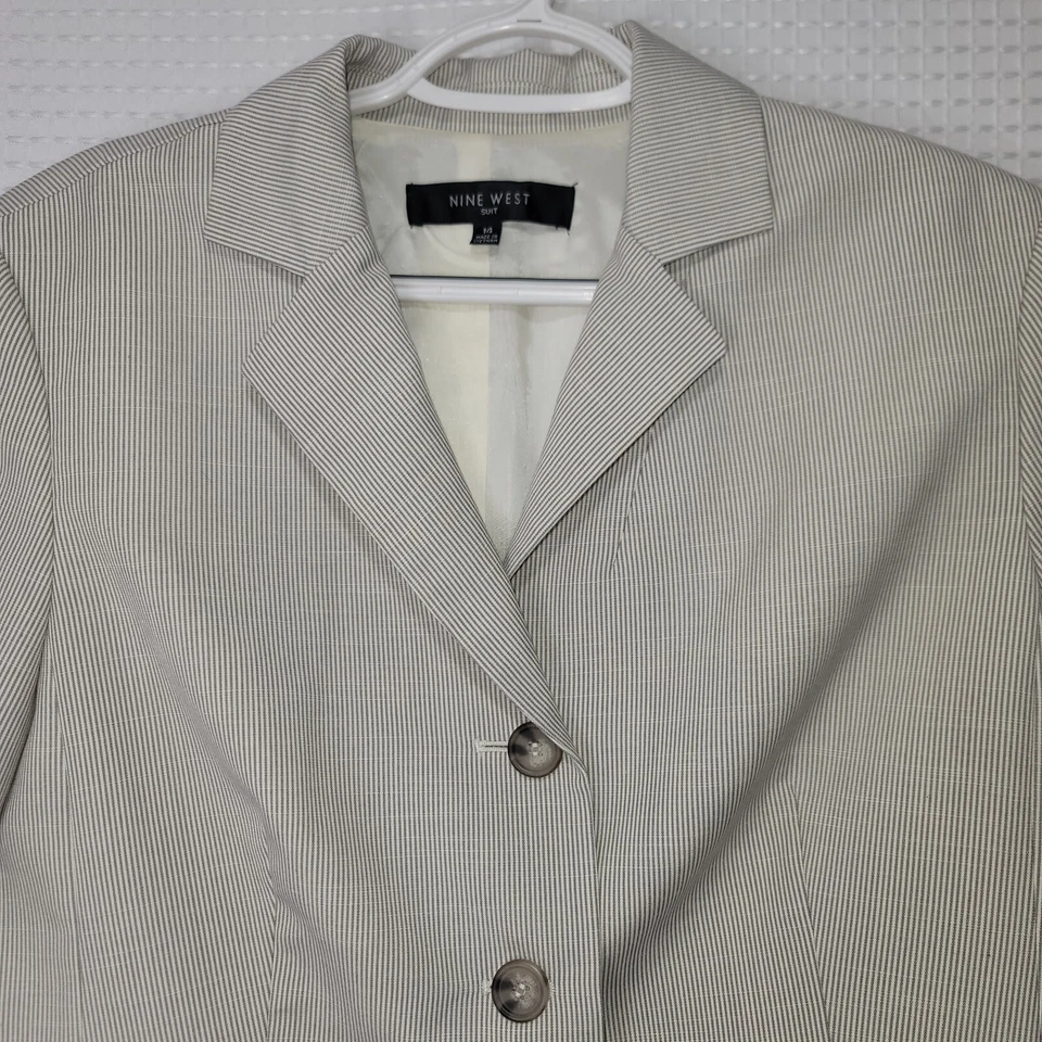 Traje de 2 piezas a rayas grises Nine West para mujer 14(36 busto)(36x31) Foto 3 de 4