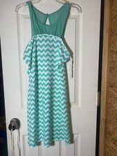 Mint Chevron Print Body Con Stretch Dress Size Medium Easter