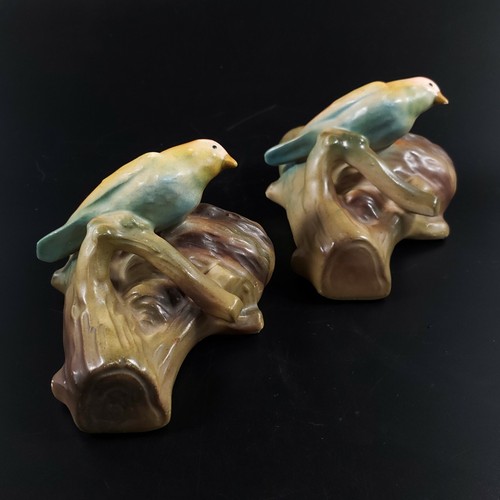 Vintage Czech Bird On Nest Ceramic Double Vase Wall Pockets Set - Bild 14 von 15