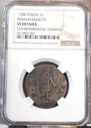 1788 UNITED STATES CENT MASSACHUSETTS PERIOD NGC VF DETAILS NICE COLONIAL PERIOD