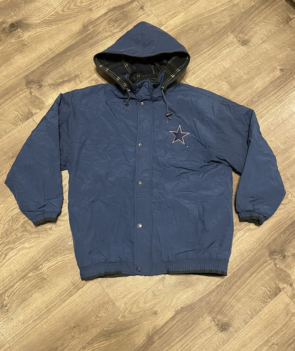 Vtg 90s Dallas Cowboys Starter Jacket NFL Hooded Full ZIP Parka