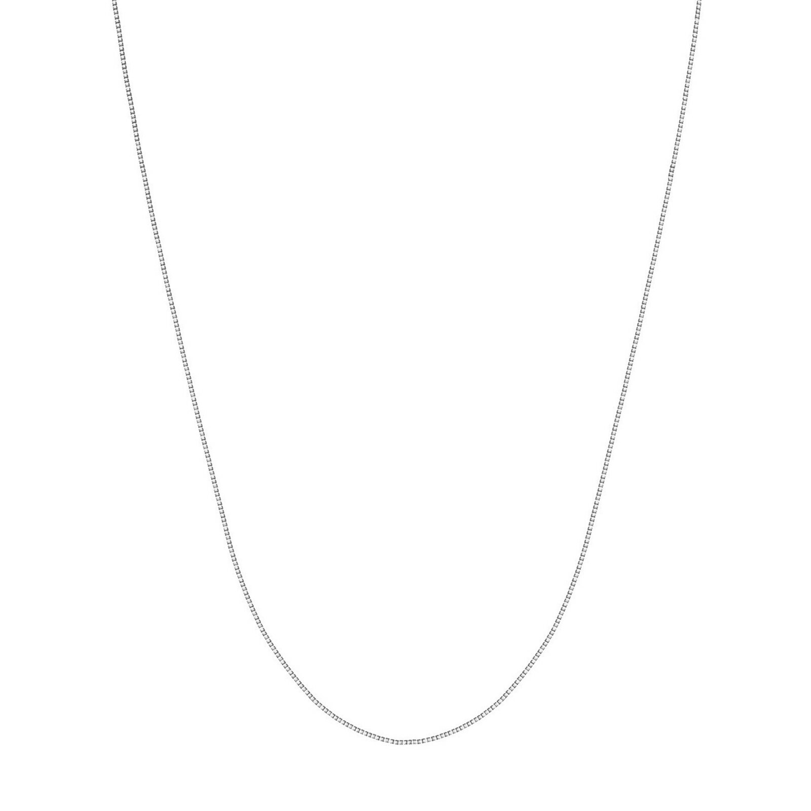 0.55mm Italian Square Box Chain Necklace Real 14K White Gold All Sizes