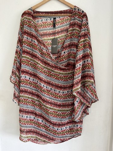 Stoneage Jeans Women’s Exotic Red Tall Shirt Batwing sleeve New One Size Tall - Picture 2 of 11