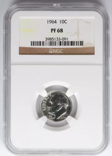 1964 Proof Roosevelt Silver Dime NGC PF68 10c